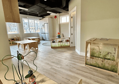 Bright, modern childcare space with natural light and engaging learning areas.